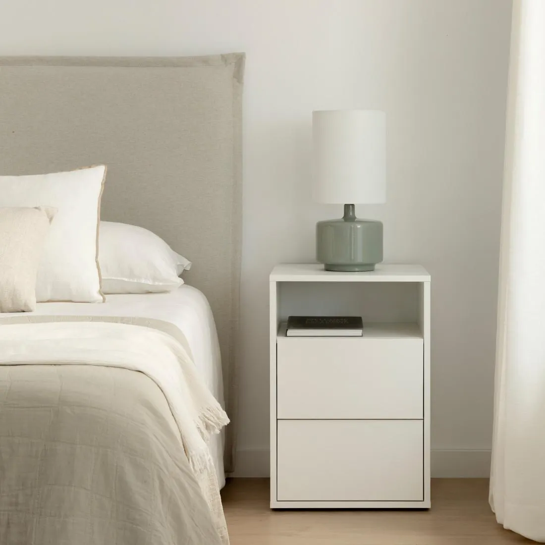 Mesita de noche blanca 2 cajones