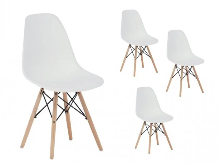 Pack 4 sillas comedor pata nórdica color blanco