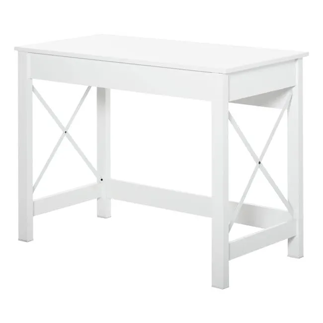 Mesa de Escritorio HOMCOM MDF, Metal Blanco 105x50x76 cm