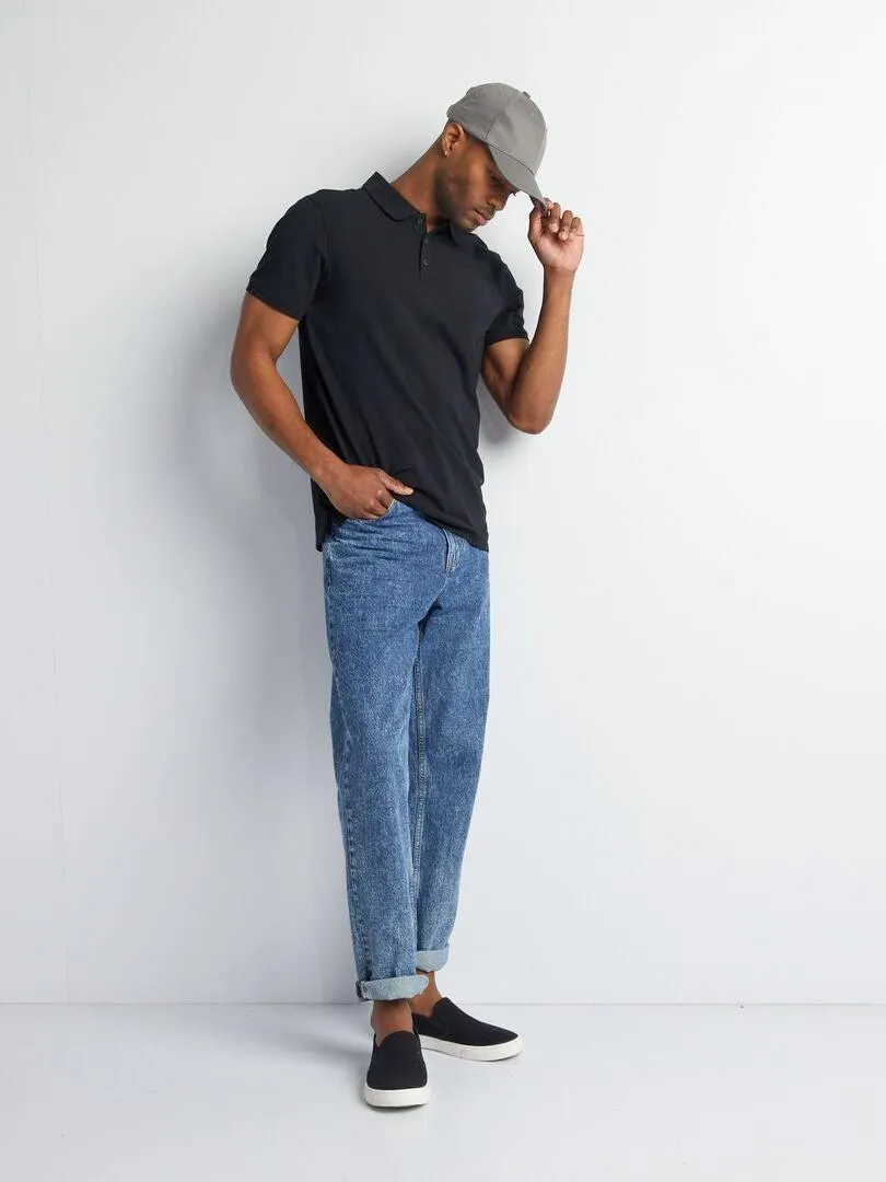 Polo elástico slim fit - negro