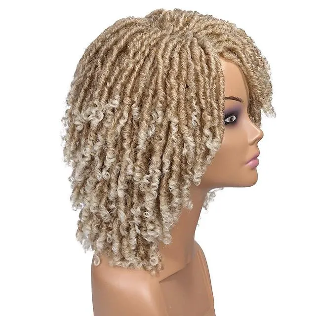 pelucas de pelo corto sintético dreadlock para mujeres y hombres negros crochet twist trenzas pelucas afro rizado pelo sintético trenzado peluca africa peinado