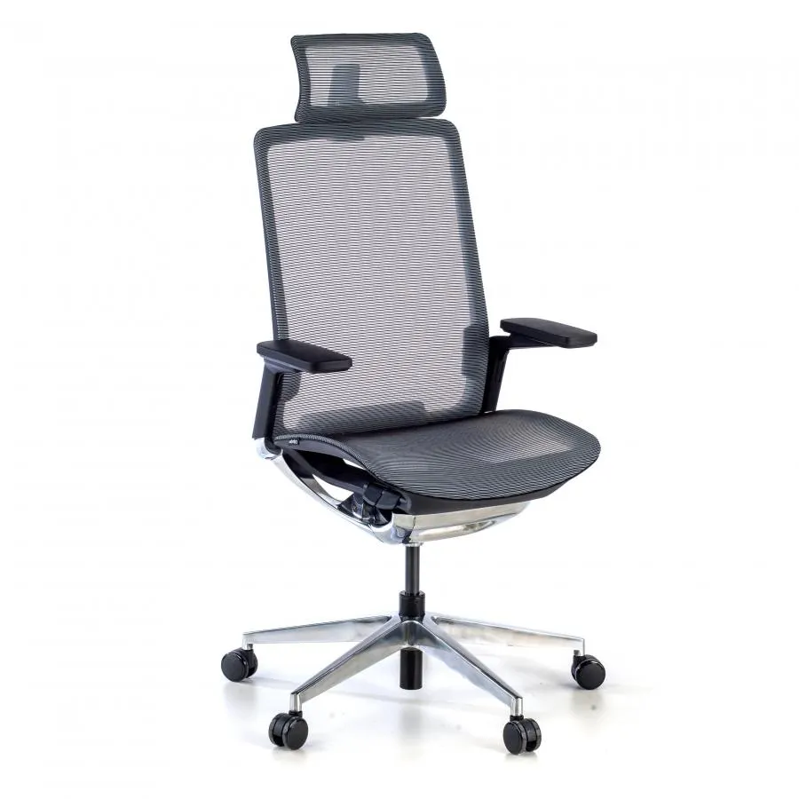 Silla Ejecutiva Yanet, Aluminio, Reposacabezas - Negro