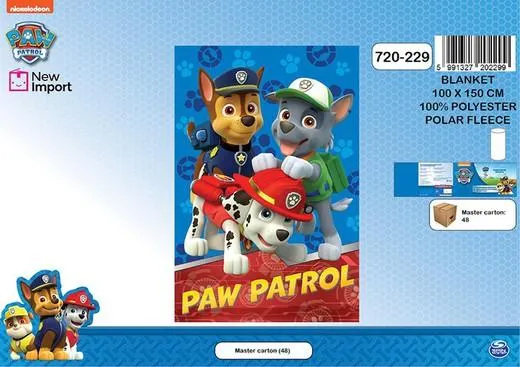 Manta polar niñoso paw patrol