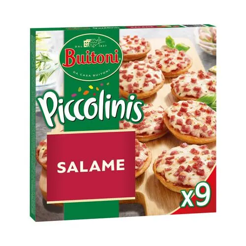 PICCOLINIS Piccolinis (mini pizzas) con queso, romate y salami PICCOLINIS de Buitoni 270 g.