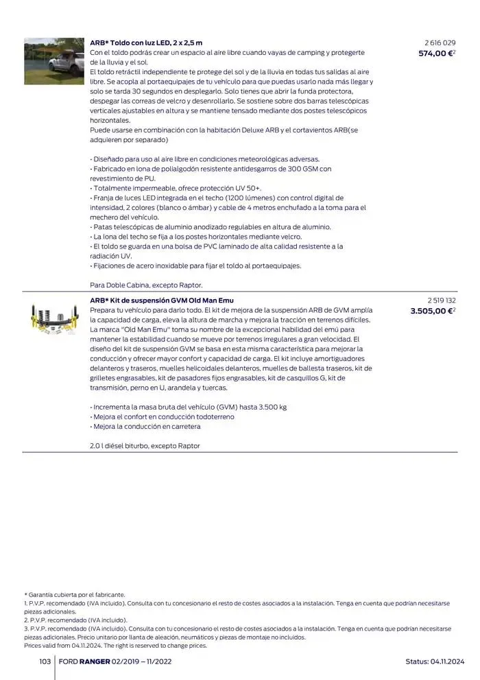 Catálogo de Ford de accesorios Ford Ranger 13 de noviembre al 13 de noviembre 2025 - Página 103