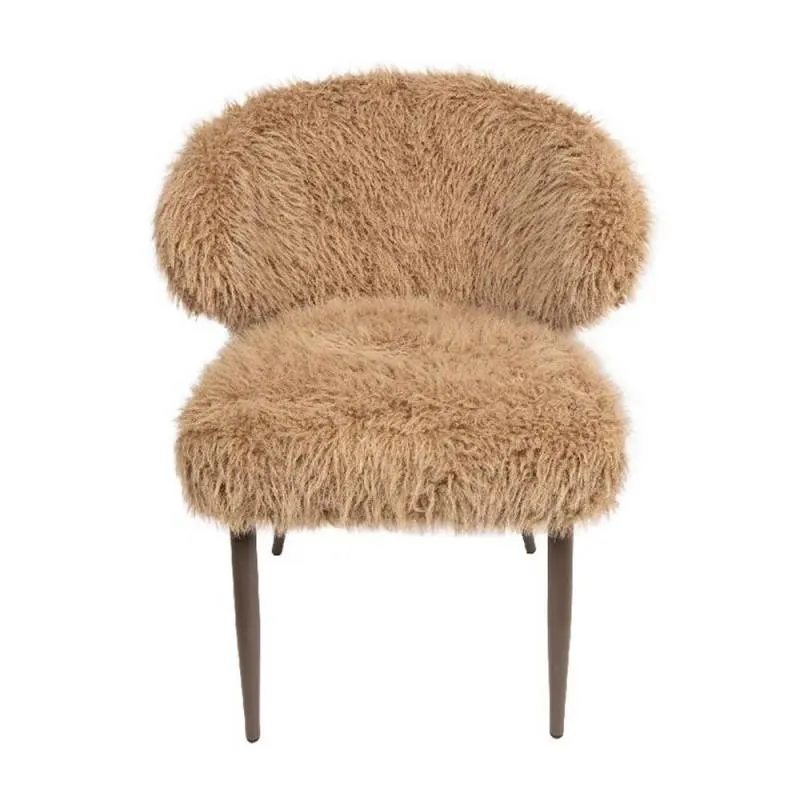 Ares brown upholstered dining chair in long hair