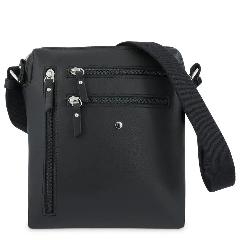 Bolso Bandolera hombre en piel sintética color negro elite-El Potro