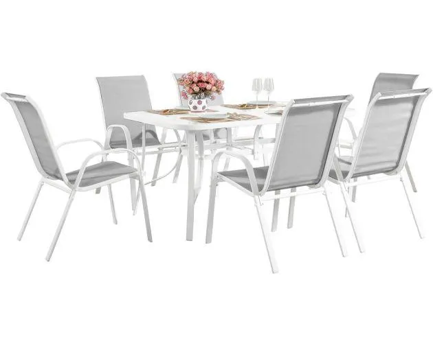 Conjunto de jardín mesa + 6 sillas de textileno "córdoba" - gris