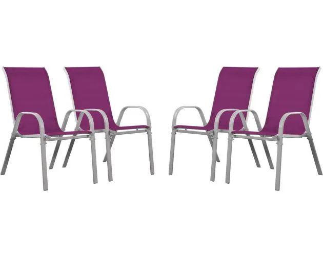 Juego de 4 sillas jardín textileno "cordoba" - phoenix - rosado