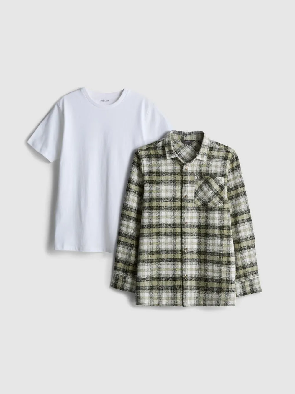 7-15 años | Conjunto de camiseta y camisa a cuadros