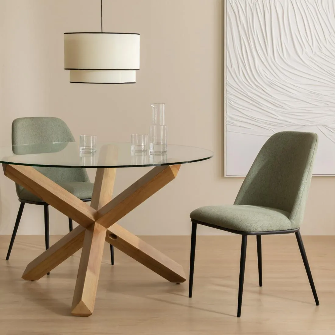 Silla tapizada verde