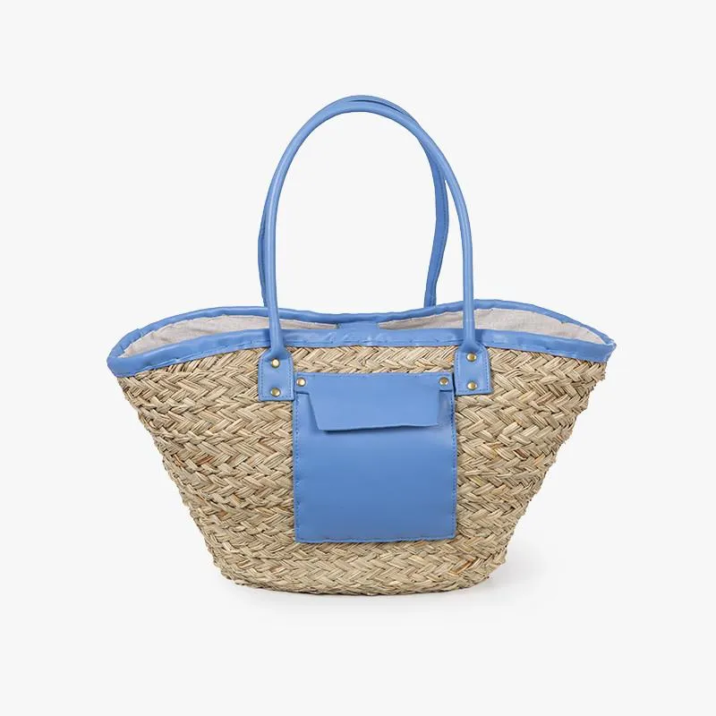 BOLSO CESTA CON BOLSILLO Y BORDES POLIPIEL VARIOS COLORES