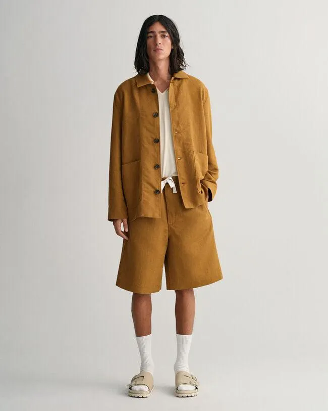 Pantalones cortos de algodón y lino con cordón ajustable