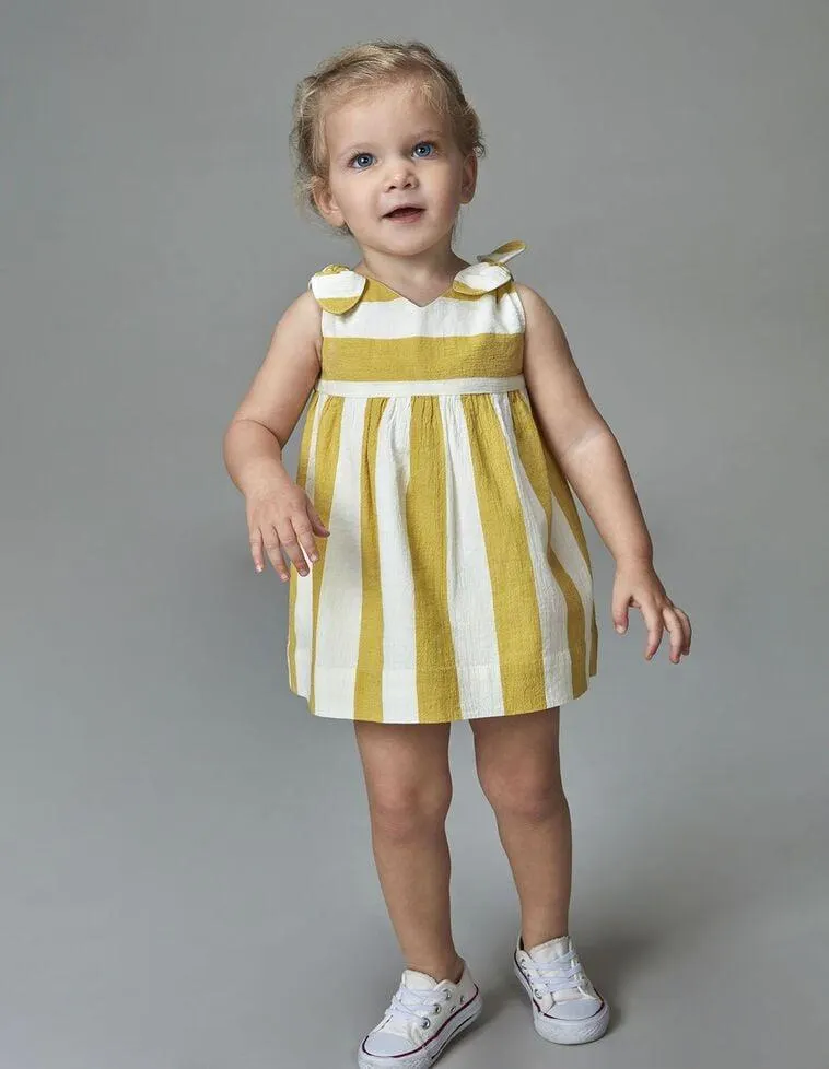 Vestido rayas tirantes amarillo