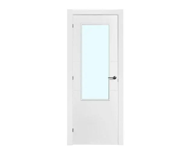 Puerta de interior acristalada lacada Aldan blanca 72,5cm izquierda con tapajuntas 7mm