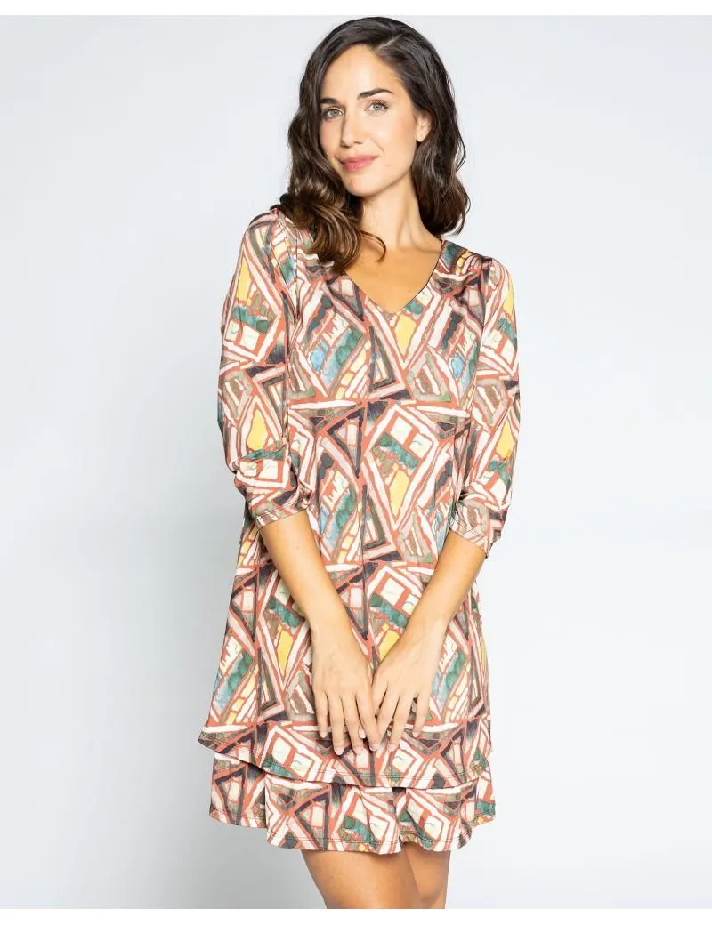 Vestido Punto Volante Abstracto