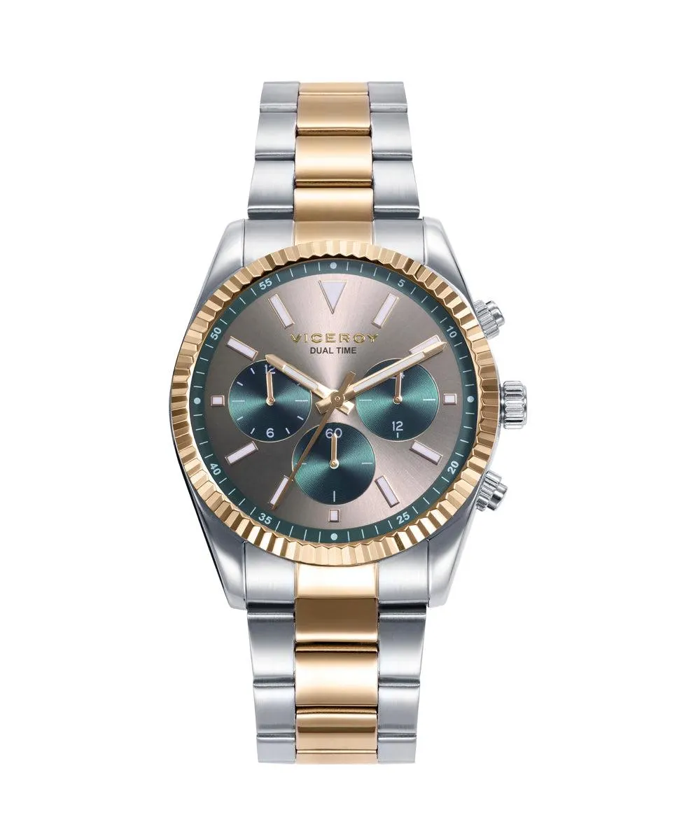 Reloj de hombre Chic con caja y brazalete de acero bicolor