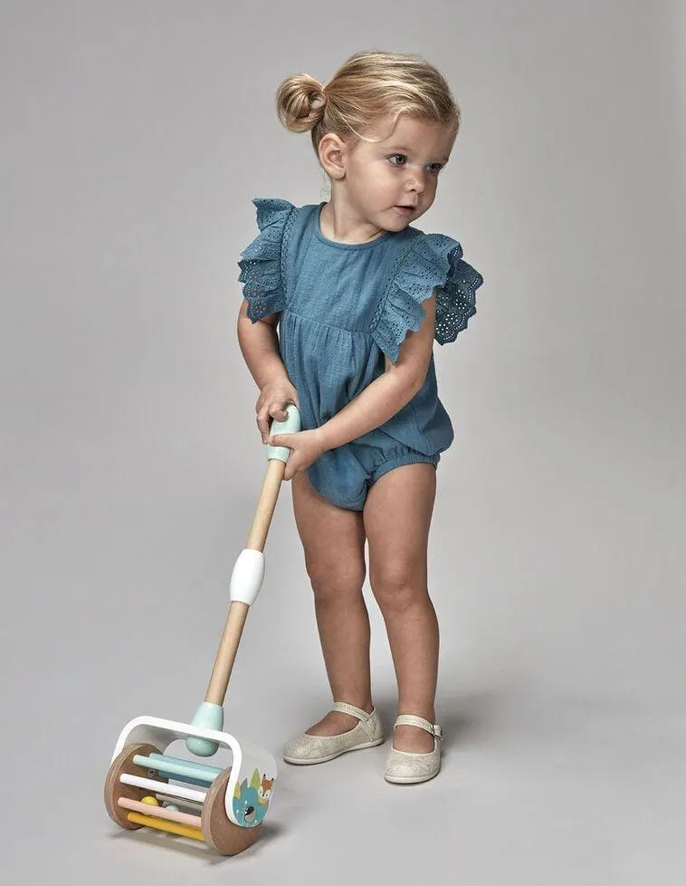 Rana tiras bordadas azul