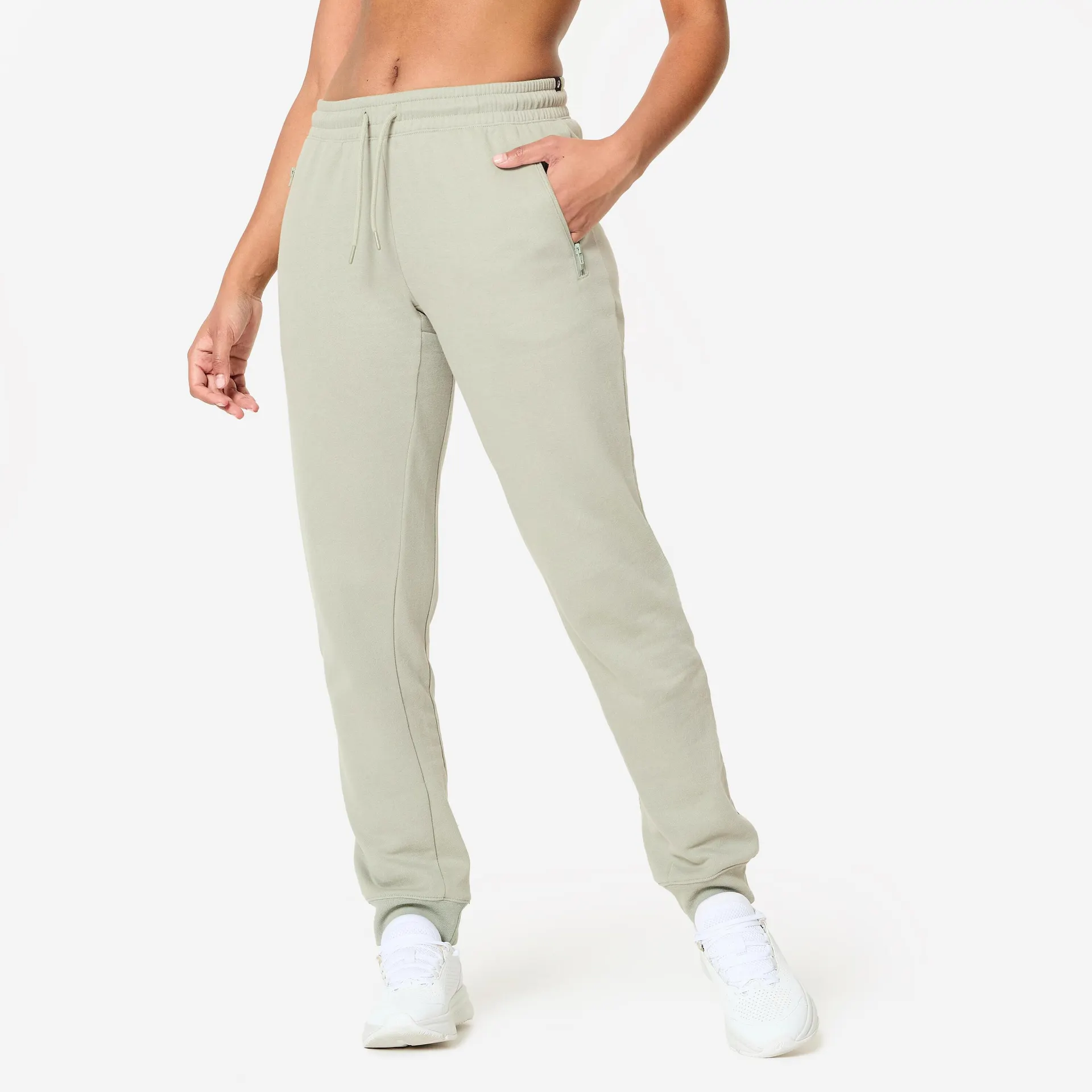Pantalón Jogger Fitness Verde Salvia Muletón Corte Slim