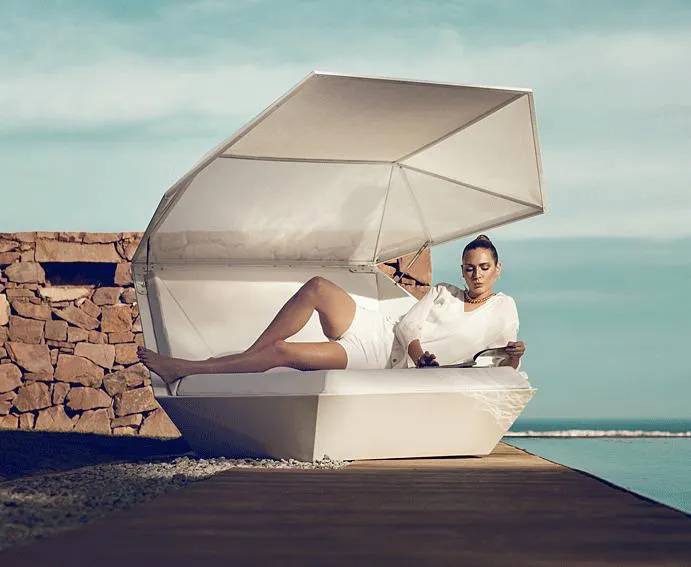 Cama chill out con parasol de jardín Daybed