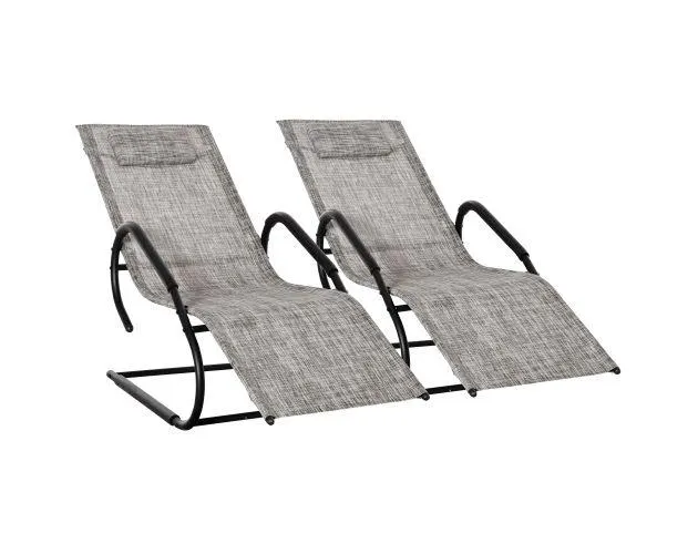 Tumbonas de jardín metal galvanizado, texteline color gris 160x59.5x83 cm