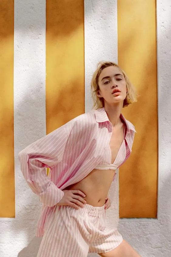 CAMISA POPELÍN RAYAS CON BRALETTE