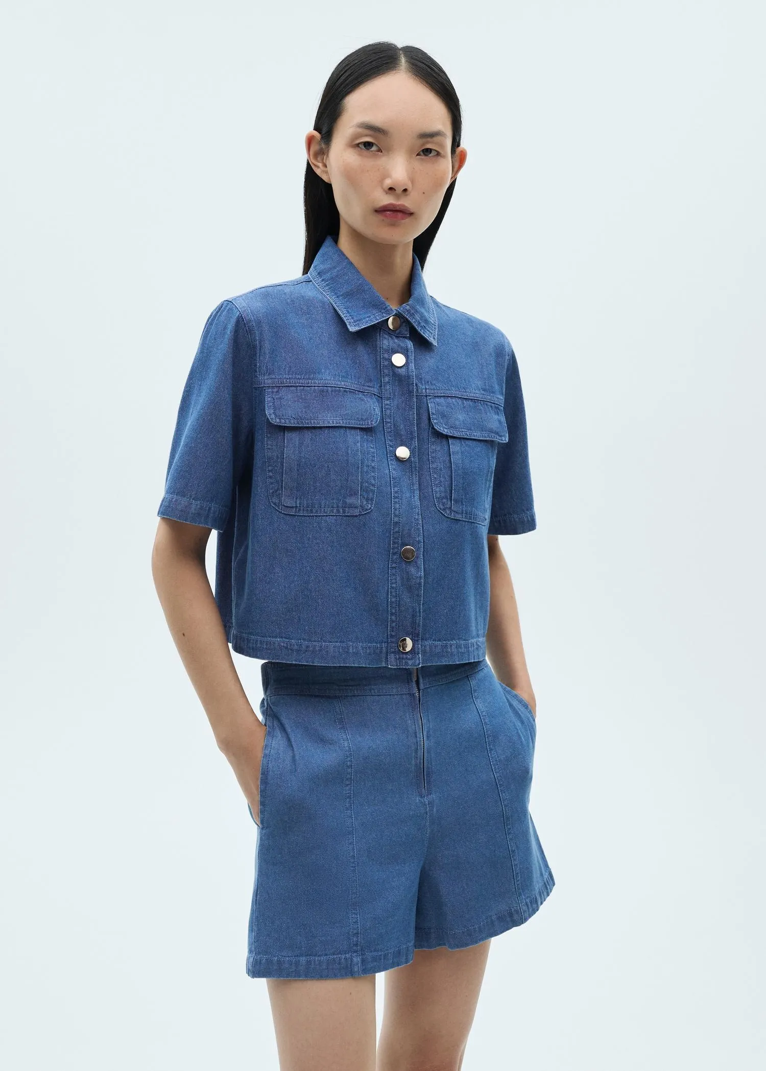 Shorts algodón efecto vaquero