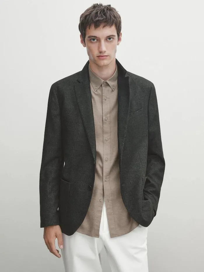 Americana mezcla lana falso liso