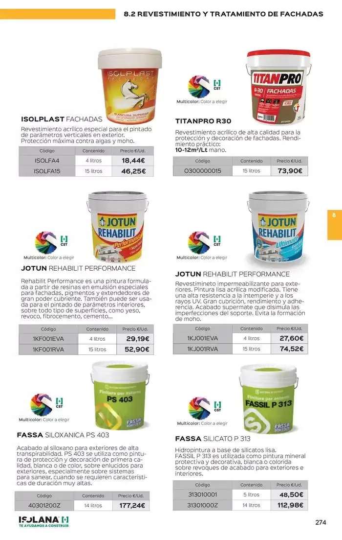 Catálogo de PINTURAS – TARIFA ISOLANA 1 de marzo al 31 de diciembre 2025 - Página 8