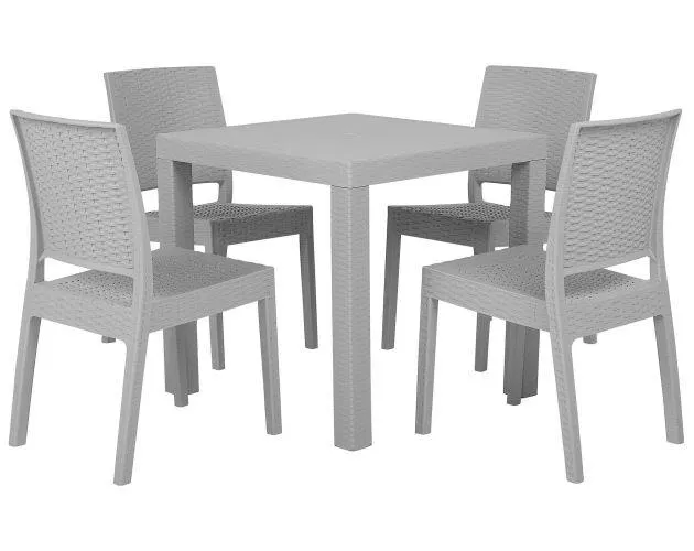 Conjunto de comedor exterior 4 plazas fossano gris claro