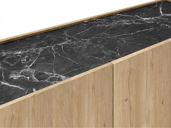 Mueble Tv Madera Marmol Negro con 4 puertas