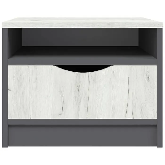 Mesilla de noche 1 cajón Caradec gris y efecto madera clara