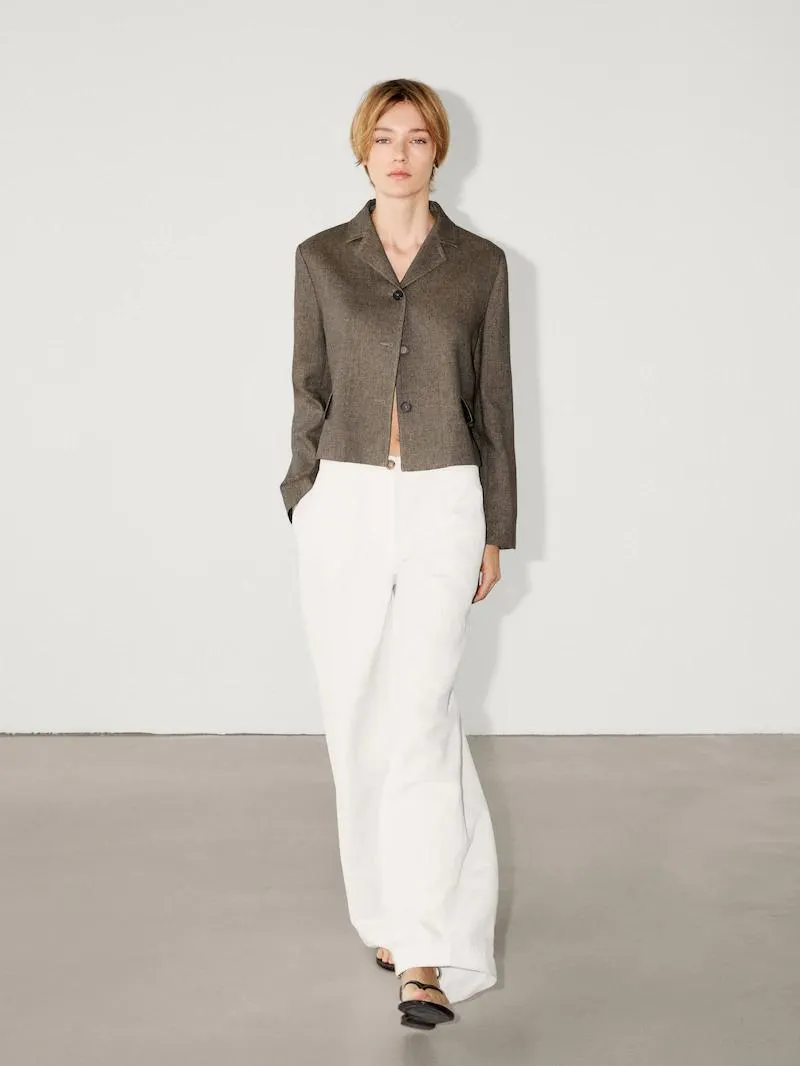 Americana crop bolsillos solapa