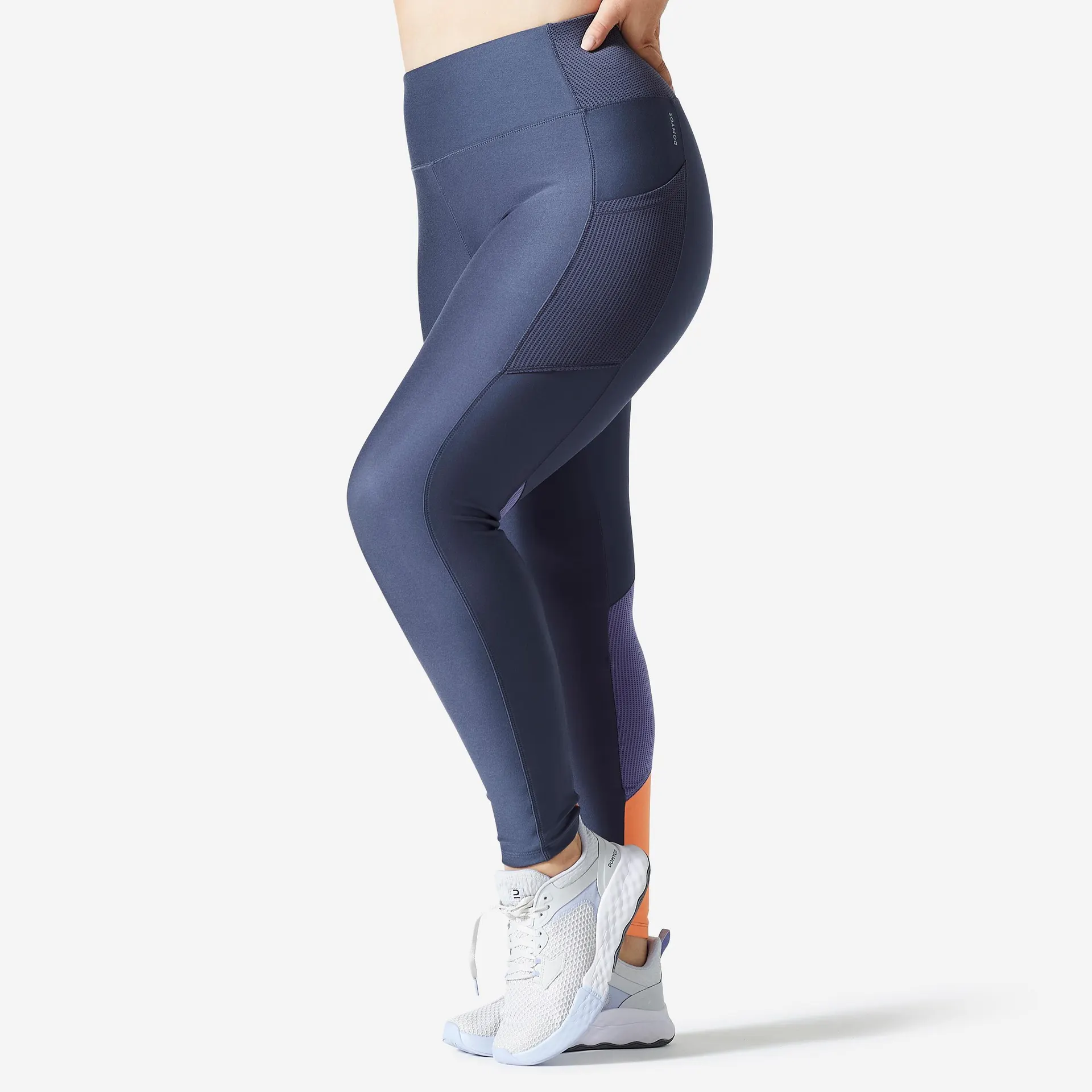 Leggings Fitness Mujer Gris Violeta Naranja Bolsillo Teléfono
