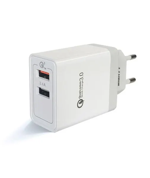 EIGHTT CARGADOR USB QUALCOOM 3.0 18W MAX.. PARA SMARTPHONE Y TABLET 2 PUERTOS 5V 3A. 9V 2A. 12V