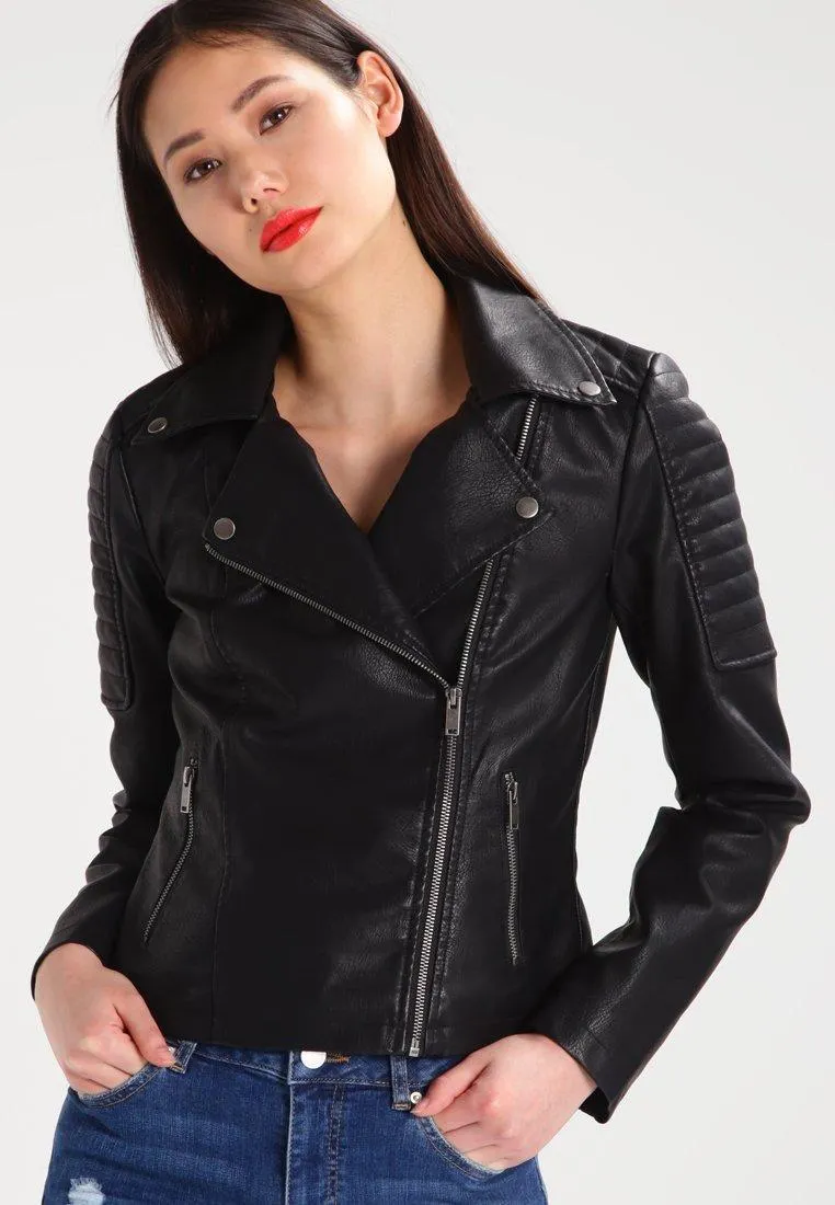 NMREBEL JACKET - Chaqueta de cuero sintético - black