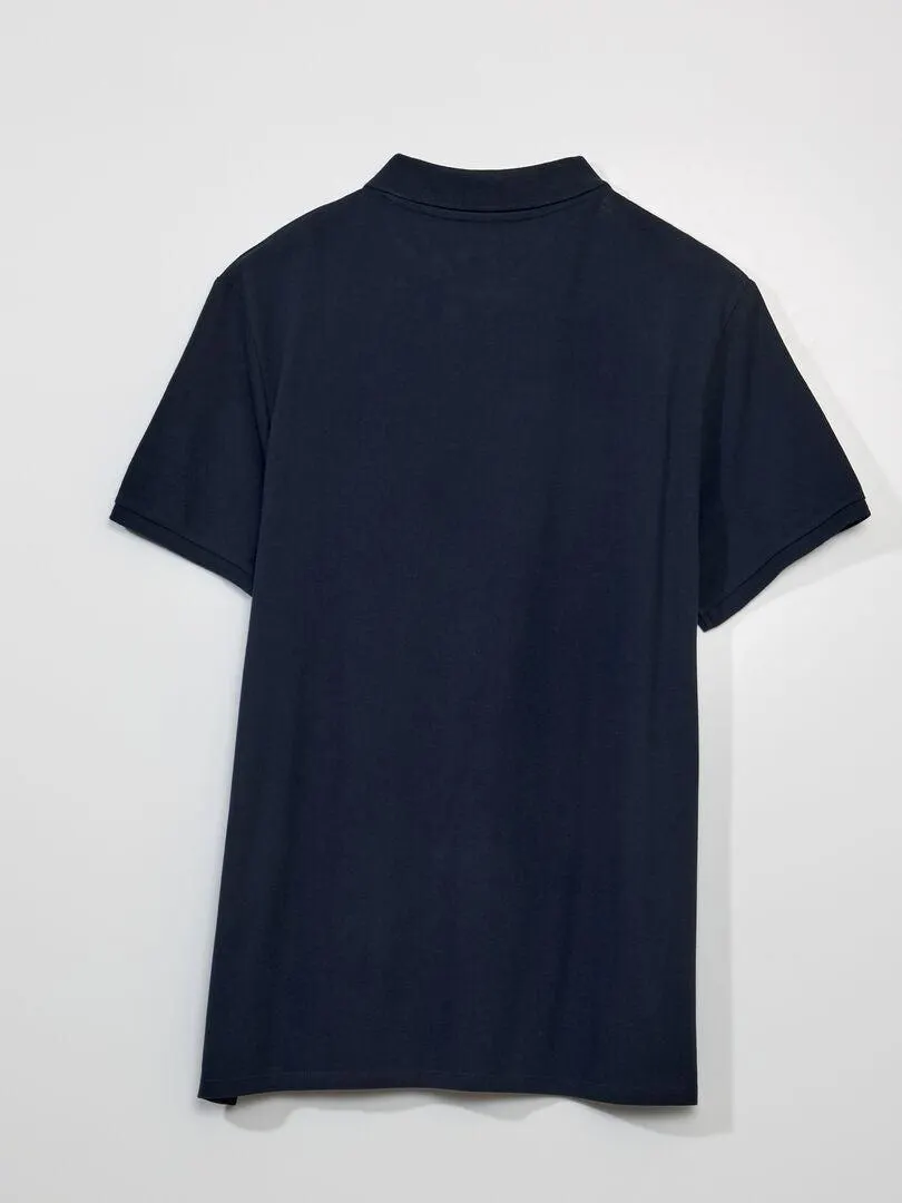Polo de piqué de algodón - Azul Marino