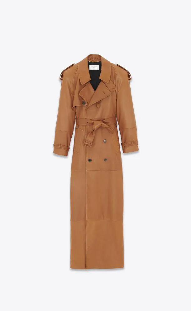 gabardina larga de piel de cordero