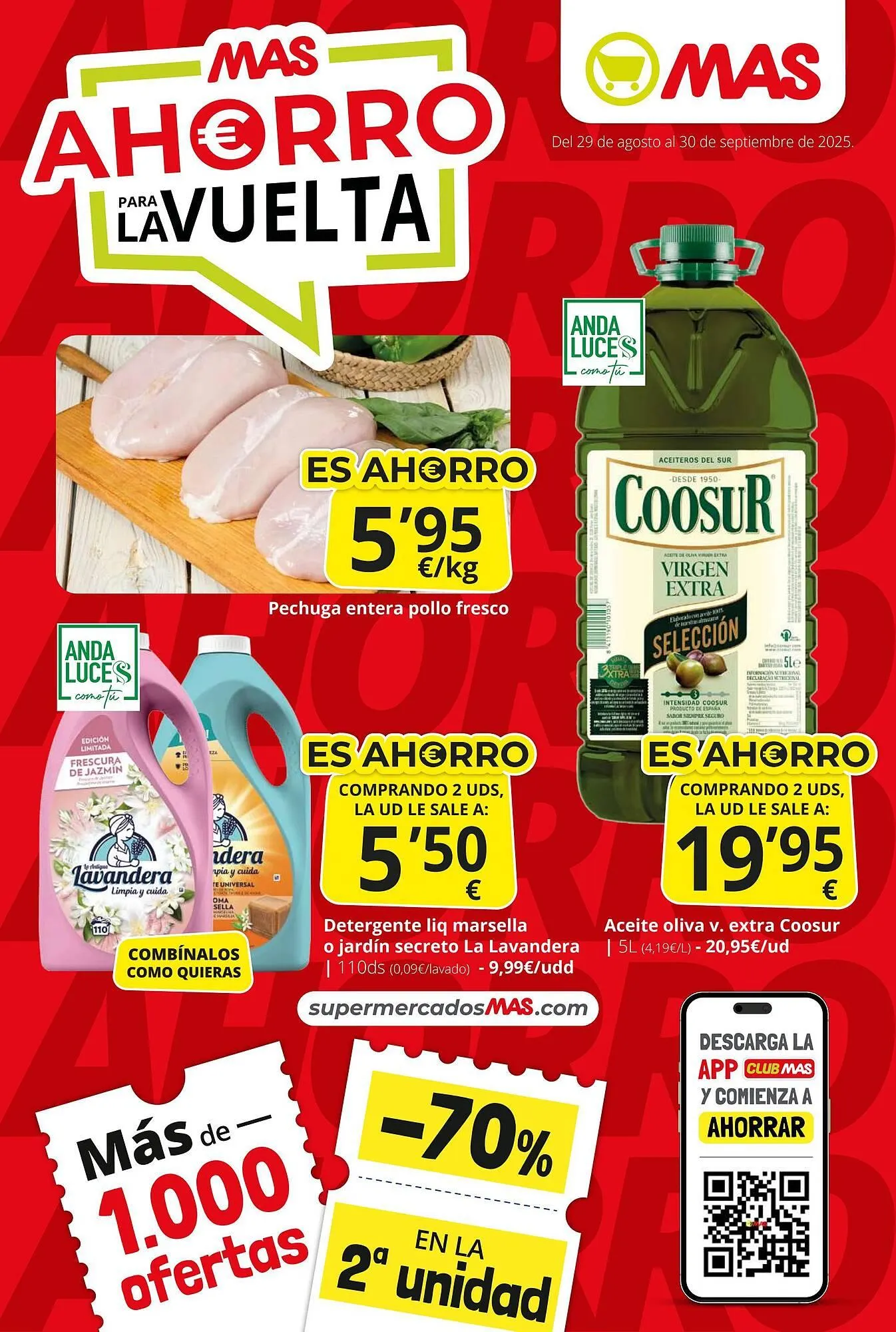 Catálogo de Folleto Supermercados MAS 29 de agosto al 30 de septiembre 2025 - Página 1