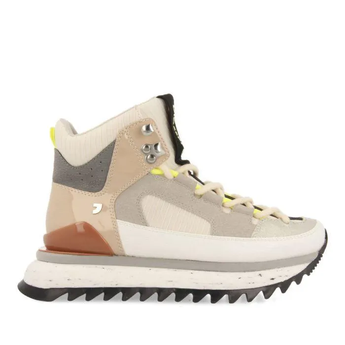 Nenzing women's off-white mountain boot-style sneakers with pastel and neon details