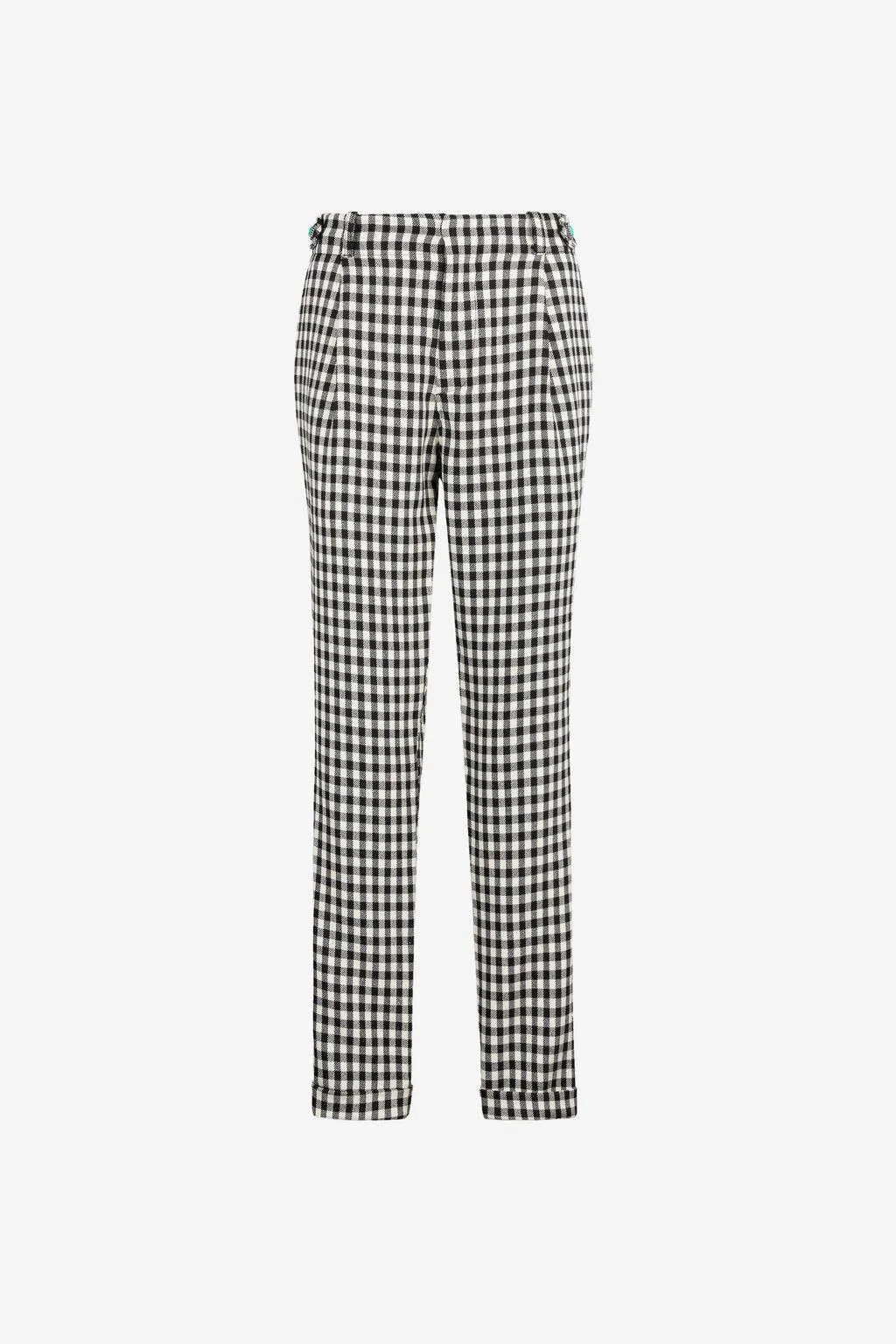 Pantalón recto de vestir con cuadros gingham