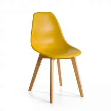 Silla Nórdica Bergen, patas de madera - Amarillo