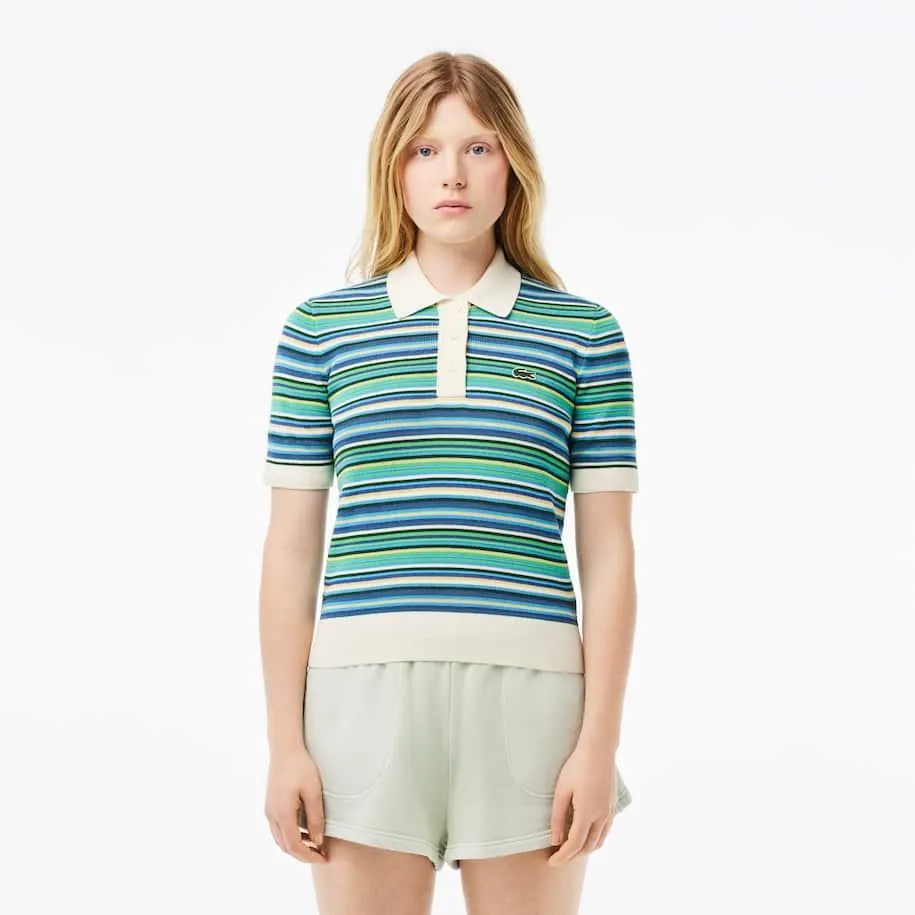 Polo en jacquard de algodón con motivo de rayas