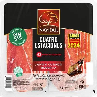 Jamón curado en medias lonchas Navidul pack 2 de 69g