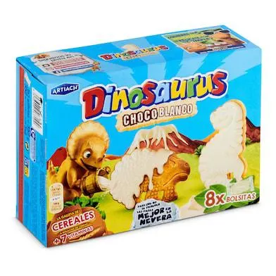 Galletas de cereales con chocolate blanco Artiach Dinosaurus caja 352 g