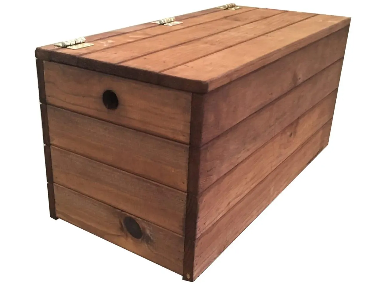 Baúl/Banco Madera pintado en color marrón de pino tratada para el exterior 80x40x40 cm