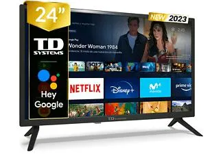 TV LED 24" - PRIME24X14S Hey Google TD SYSTEMS, HD, Arm Cortex A55x4, Smart TV, DVB-T2 (H.265)Sí, Negro