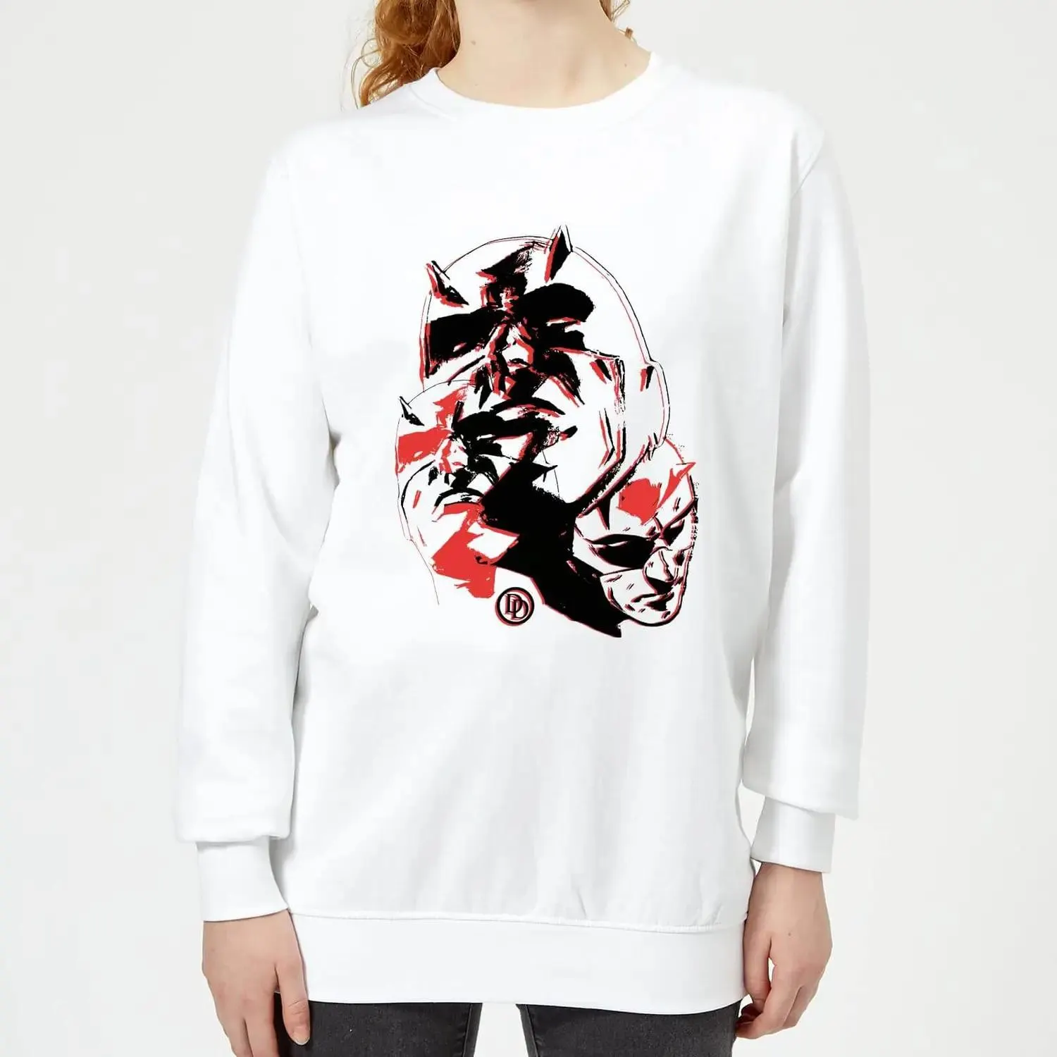 Sudadera con capucha Daredevil Layered Faces para mujer de Marvel Knights - Blanco