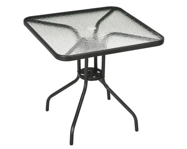 Mesa de jardín 76x76x72 cm metal, vidrio templado Outsunny