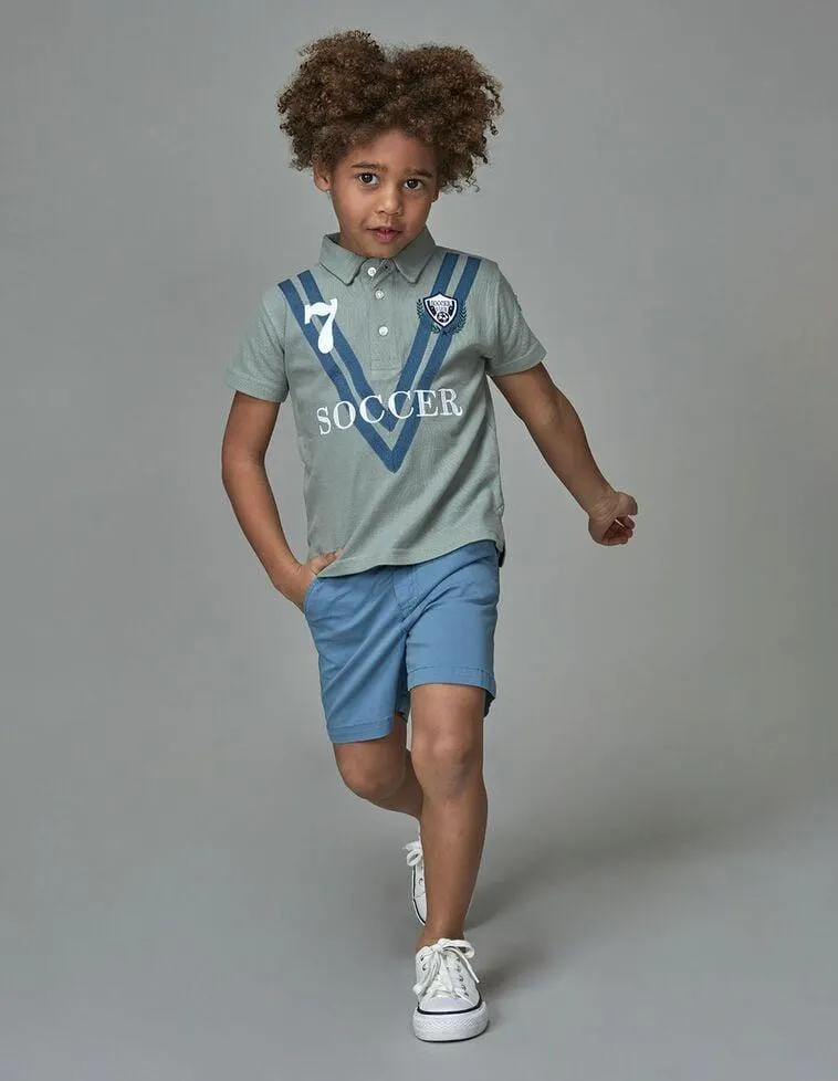 Pantalón chino corto de sarga azul